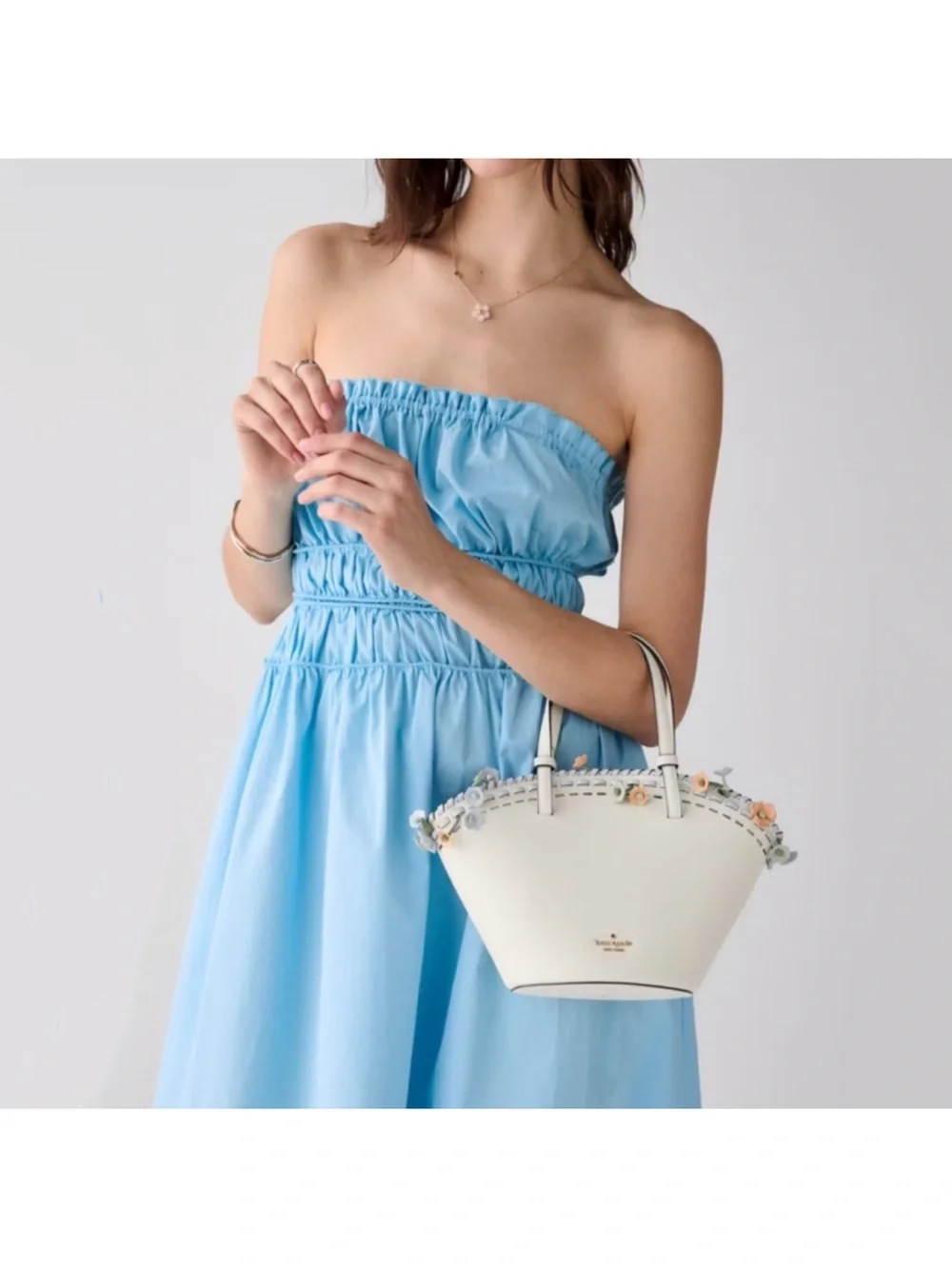 Kate Spade New York Dahlia Small Floral Tote Bag Meringue White Multi